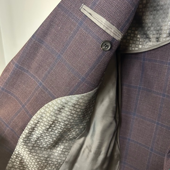 🔥 NWT Ted Baker London Men’s Blazer – Plum Check Windowpane – Size 38R - Picture 3 of 11